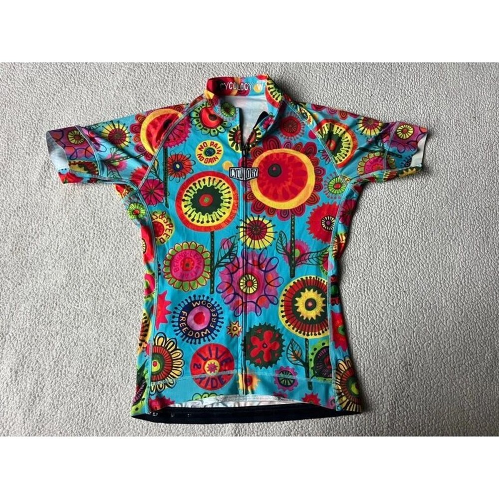 Cycology Heavy Pedal Womens Aqua Cycling Jersey Womens Medium